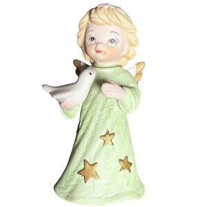 Vintage Lefton Angel Holding Dove‎ Figurine 1987 Hand Painted 06365